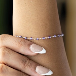 Delicada pulsera de amatista en bruto con cadena de oro de 14 quilates y plata de ley 925, joyería fina con piedras preciosas, regalo para mujer - Product Image 3