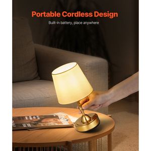 Lampada da Tavolo Ricaricabile Senza Fili 5200mAh, 3 Livelli di Luminosità, Paralume in Tessuto, Colori 2700K 3000K per Camere da Letto e Piccole Scrivanie - Product Image 3