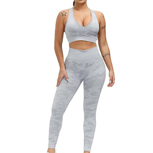 Conjunto Deportivo de 2 Piezas de Spandex/Nylon Más Vendido, Cintura Alta con Cierre de Encaje, Conjuntos de Yoga para Niñas y Adultas, Ropa Deportiva Activa para Gimnasio y Fitness - Product Image 1