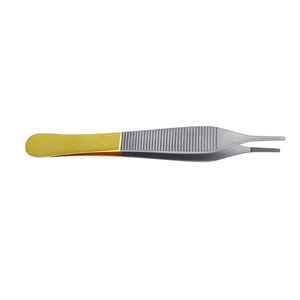 Forceps de chirurgie plastique T/C Adson 4,75 po (12 cm) à pointe fine droite en carbure de tungstène, semi-plaqué or, instrument chirurgical - Product Image 2