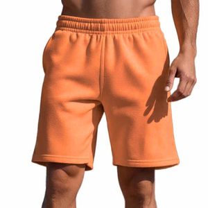 Shorts tricotés unis pour hommes, décontractés, en coton, avec cordon de serrage à la taille, respirants, taille mi-haute, confortables pour l'été - Product Image 1