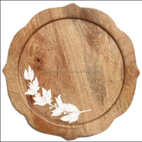 Assiettes de service de luxe en bois d'acacia naturel, écologiques, polies à la main, design européen, fabriquées en Inde, pour Thanksgiving