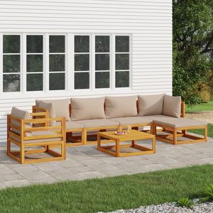 Ensemble de salon de jardin moyen en bois d'acacia massif taupe avec finition huilée, mobilier d'extérieur durable et élégant - Product Image 1