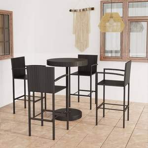 Conjunto de Barra de Jardín de Ratán PE Negro y Acero con Recubrimiento en Polvo, Muebles de Barra para Exteriores Estándar - Product Image 1