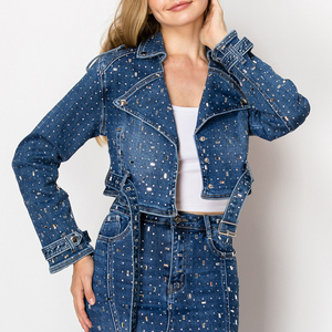 Chaquetas Vaqueras para Mujer, Nuevo Diseño, Corte Ajustado, Estilo Crop Top, Prenda Exterior Personalizada con Forro de Lana, Ropa Casual de Moda para Damas - Product Image 5