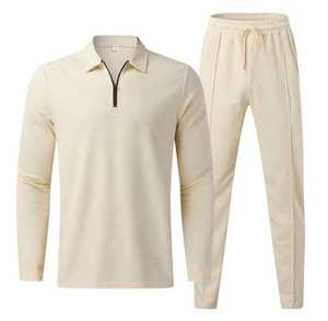 Men's Solid Color <b>Hooded</b> Half-<b>Zip</b> Tracksuit Full Sleeves Drawstring Pants Breathable Polyester Lightweight Casual Autumn Regular - Product Image 5