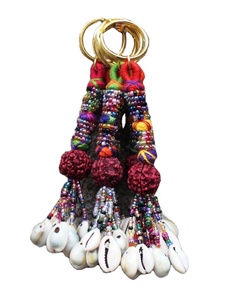 3Set Cowrie Cotton Thread Shell Tassel Banjara Tassel Embroidered Mirror Key Chain Pocket Accessories - Product Image 3