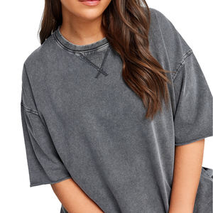 High Quality <b>Women</b> Acid Wash <b>T</b>-<b>Shirts</b> Customizable Design Breathable Cotton Wholesale Price Regular Fit <b>Women</b> Acid Wash <b>T</b> <b>Shirts</b> - Product Image 4