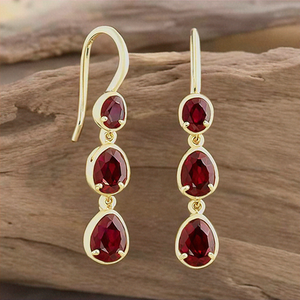 Pendientes colgantes de moda para mujer más vendidos, Plata de Ley 925 con chapado en oro de 18 quilates y piedras preciosas multigranate para niñas - Product Image 2