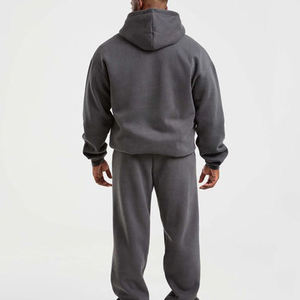 Sudadera con Capucha Gris para Hombre, Tejido de Algodón, Corte Holgado, Color Sólido, Casual, Transpirable, con Bolsillo, Manga Larga, para Otoño, Talla 360 - Product Image 4