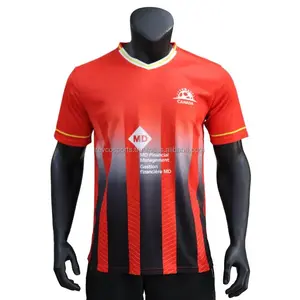 2324 Beste Kwaliteit Voetbal Jersey Custom Match Training Sport Voetbalkleding Jersey Mode Rood En Zwart Sublimatie Voetbalshirt