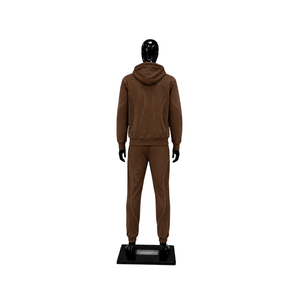 Ensemble de survêtement marron pour homme avec logo personnalisé, sweat à capuche zippé et pantalon de jogging, style streetwear, vêtements de sport décontractés pour la gym et l'entraînement, vente en gros OEM - Product Image 2