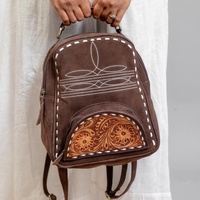 Petit sac à dos Western usiné à la main personnalisé sac de voyage Vintage en cuir de vachette véritable daim avec nouveau logo au design