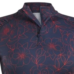 Navy Blue Sublimation Quarter Zip Long Sleeve Shirt Women's Golf Pullover Printed <b>Athletic</b> Top Outdoor Sportswear Casual - Product Image 5