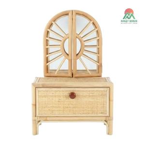 Rattan <b>Dressing</b> <b>Table</b> <b>With</b> Mirror Rectangular <b>Storage</b> Box Eco-Friendly Rustic Design - Product Image 2