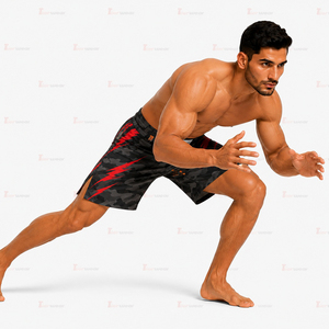 กางเกงกีฬา MMA ผ้าโพลีเอสเตอร์ผสมสแปนเด็กซ์ 175 GSM ทนทาน ยืดหยุ่น เหมาะสำหรับฝึกซ้อมต่อสู้ เอวยางยืด รับผลิตตามแบบ OEM แบรนด์ส่วนตัว - Product Image 2