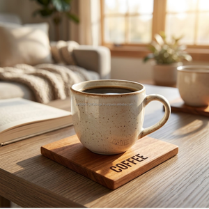 AG Elements - Posavasos Cuadrados Modernos de Madera de Mango Grabados y Ecológicos, 4x4 Pulgadas, Hechos a Mano, Resistentes al Calor y Antideslizantes para Bebidas - Product Image 3