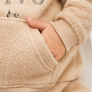 Sudadera con Capucha para Bebé con Estampado de Panda, Sudadera Beige para Bebé, Sudadera con Capucha de Forro Polar, Manga Larga, Bolsillo Tipo Canguro, Ropa de Invierno Unisex para Bebé - Product Image 4