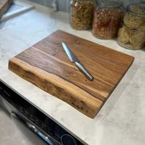 Premium Live <b>Edge</b> Wood Serving Board Turquoise Epoxy River Inlay Charcuterie Platter Handcrafted Walnut Cheese Tray Food Board - Product Image 4