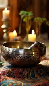 Bol de méditation artisanal en laiton avec marteau de frappe, conçu pour les enseignants de yoga, les thérapeutes sonores et les chakras - Product Image 5