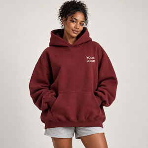 เสื้อฮู้ดดี้ผู้หญิงแบบหนา สวมใส่สบาย มีฮู้ดคลุมศีรษะ ผ้าฝ้ายลูปแบ็ค รับผลิตตามแบบ พร้อมสกรีนโลโก้ ขายส่ง - Product Image 2