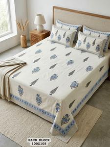 Draps de lit king size en pur coton, faits main, très demandés, avec 2 taies d'oreiller réversibles à fermeture éclair, pour chambre à coucher, disponibles à la vente - Product Image 6
