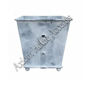 Maceta grande de metal con acabado rústico para decoración del hogar y plantas pequeñas de interior de Axiom Home Accents. Macetas ideales. - Product Image 4