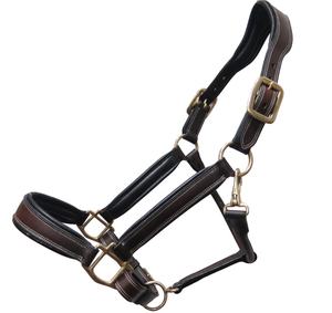 À la mode sur mesure huile tirer cheval licou en cuir véritable pièce de tête anatomique Double point Durable en laiton massif FAB marque - Product Image 1