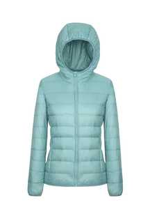 Doudoune matelassée à capuche avec fermeture éclair, coupe-vent, manteau d'hiver décontracté, coupe régulière, couleur unie, col montant - Product Image 3