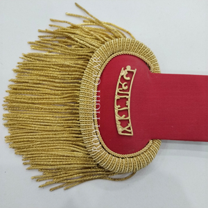 อุปกรณ์ตกแต่งเครื่องแบบยุทธวิธี แถบประดับไหล่สีแดงคุณภาพสูง พร้อมพู่ห้อยและเส้นลวดทองคำ สำหรับวงโยธวาทิต - Product Image 2