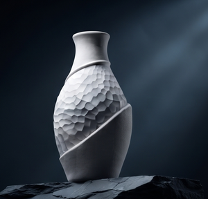 Vase décoratif moderne en métal blanc sculpté, texture moulée, pour bibliothèque, bureau, décoration de table, vente en gros - Product Image 3