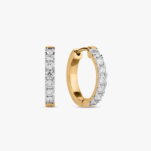 Pave Brilliant Cut Lab Grown Diamond Hoop Earrings Dainty Solitaire Everyday Classic <b>Huggies</b> 10K 14K 18K <b>Solid</b> <b>Gold</b> 0.24ct - Product Image 1