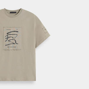 Camiseta de algodón suave unisex de dos tonos, manga corta, cuello redondo, informal, para verano, 100% algodón, para uso diario. - Product Image 2