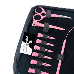 Kit d'outils pour extensions de cheveux rose imperméable de haute qualité, comprenant des pinces à micro-anneaux en acier inoxydable, des ciseaux et des pinces pour salon - Product Image 5