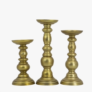 Support de bougie pilier en métal doré antique, chandelier traditionnel à tige, centre de table, décoration intérieure - Vente en gros - Product Image 2
