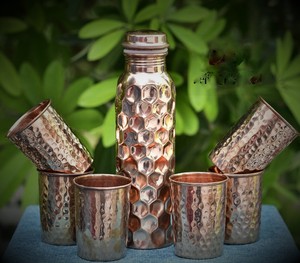 Fitness hydration copper water bottle reusable eco metal <b>drinkware</b> for gym yoga and active healthy lifestyle - Product Image 5