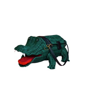 Cesta de Almacenamiento de Mimbre con Forma de Cocodrilo Verde, Cesta de Regalo Tejida Única y Caja de Almacenamiento de Escritorio Novedosa - Product Image 3