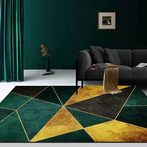 5 'X 7' moderno tappeto rettangolare geometrico interno verde nero & oro per soggiorno e camera da letto - Product Image 2