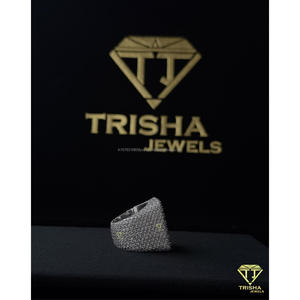 Hip Hop Style Iced <b>Square</b> Ring with VVS Moissanite Diamonds Luxury Bling Jewelry Piece by Trisha Jewels - Product Image 6