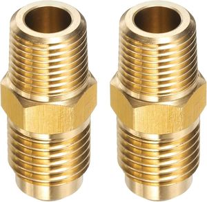Brass Reducing Male to Male Pipe <b>Adapter</b> 1/4 NPT to 3/8 SAE Hex Connector for HVAC Refrigeration Flare <b>Adapter</b> AOL-159SAE#010102 - Product Image 3