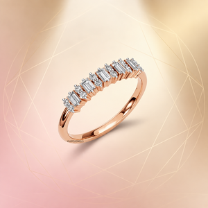 Anillo de Boda de Lujo con Diamantes Cultivados en Laboratorio, Corte Baguette y Redondo, Alternados, en Oro de 10K, 14K, 18K y Plata 925, 935, para Regalo de Aniversario - Product Image 1