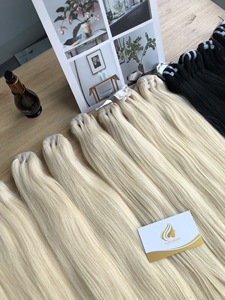 100% High Quality Vietnamese Raw Human Hair Extensions Natural Straight Cuticle Machine Double Weft <b>Bleached</b> Hair Weaving Hair - Product Image 6