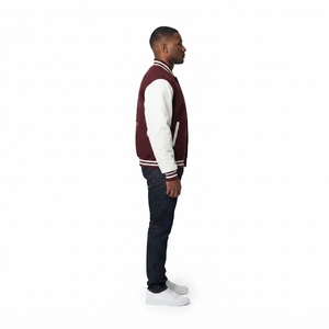 Chaqueta Varsity de Lana de 24oz para Hombre al por Mayor con Mangas de Cuero PU, Bordado Chenille Personalizado, Chaqueta Letterman HBCU OEM - Product Image 3
