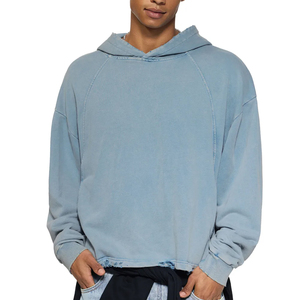 เสื้อฮู้ดดี้ทรงบ็อกซี่ 340gsm สไตล์เรโทร ลุคย้อนยุค ซักฟอก ลุคดิสเทรส  คุณภาพสูง สวมใส่สบาย ทรงหลวม  สำหรับผู้ชาย  โลโก้แบบกำหนดเองได้  แบบยูนิเซ็กส์ - Product Image 1