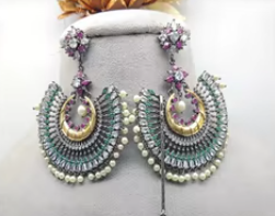 Joyería de moda de lujo, pendientes indios tradicionales con Tikka, accesorios de moda para mujer, pendientes elegantes para mujer - Product Image 2