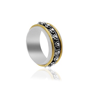 Anillo Giratorio Granulado de Plata de Ley 925 Bañado en Oro Amarillo de Dos Tonos al por Mayor Memoria Jewels - Product Image 3
