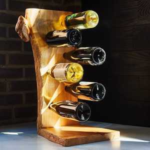 Porte-vin rustique en bois fait main pour 5 bouteilles, support de présentation autoportant - Product Image 3