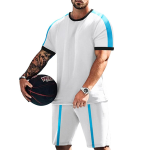 Conjunto de Camiseta y Pantalones Cortos de Algodón para Hombre, Estilo Casual, para Correr en Verano, Tallas Grandes, Personalizables, Transpirables, con Franjas Laterales Estampadas - Product Image 3