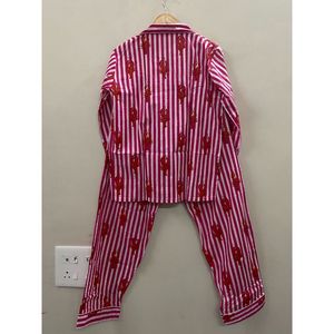 Women 100% Cotton LOBSTER Print Pajama <b>Set</b> Soft Breathable Knitted Sleepwear Elastic Waist Two Piece Loungewear - Product Image 4