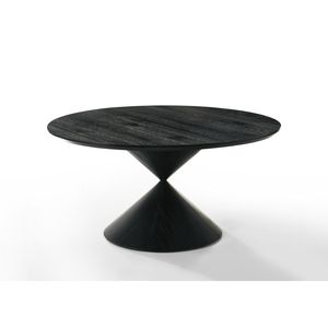 Mesa de Comedor Haven de 59 Pulgadas con Base de Pedestal Negra Ébano y Elegante Diseño Redondo en Forma de Reloj de Arena - Product Image 2